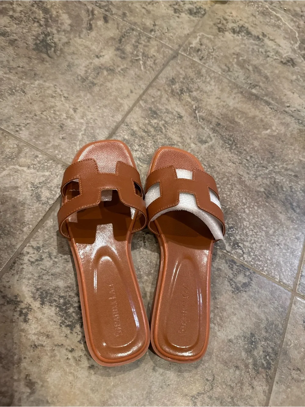 🍝Brown Leather Stratuxx Kaze Slide Sandals - Women